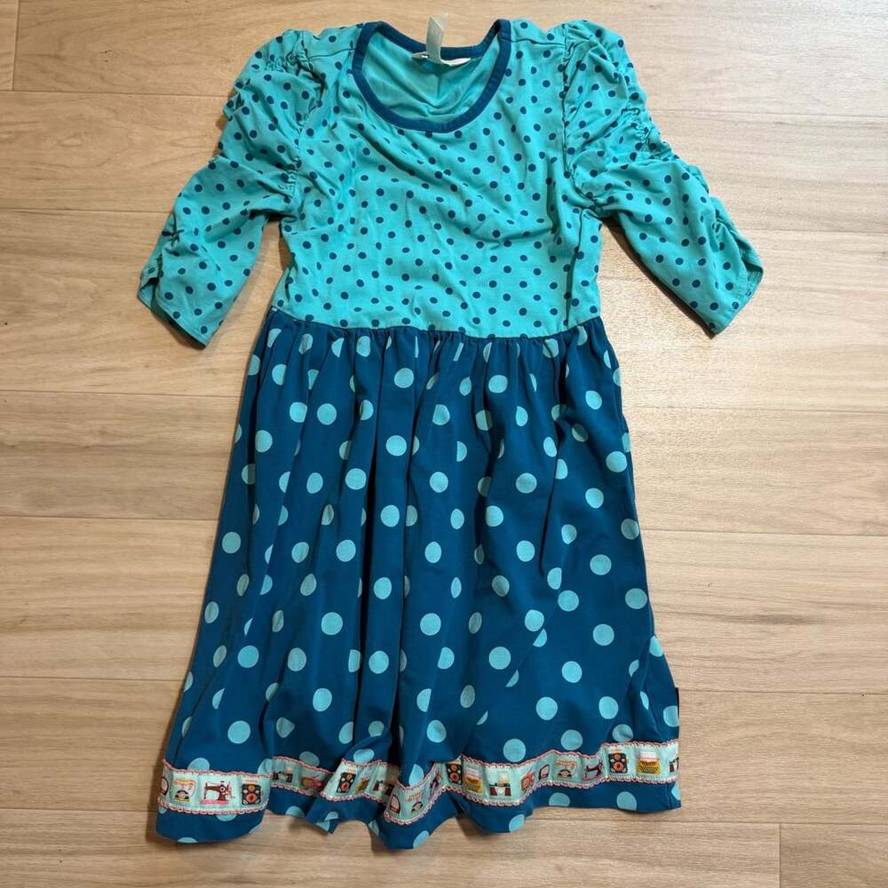 Matilda Jane Making My Way Dress Size 6T Blue Polka Dot